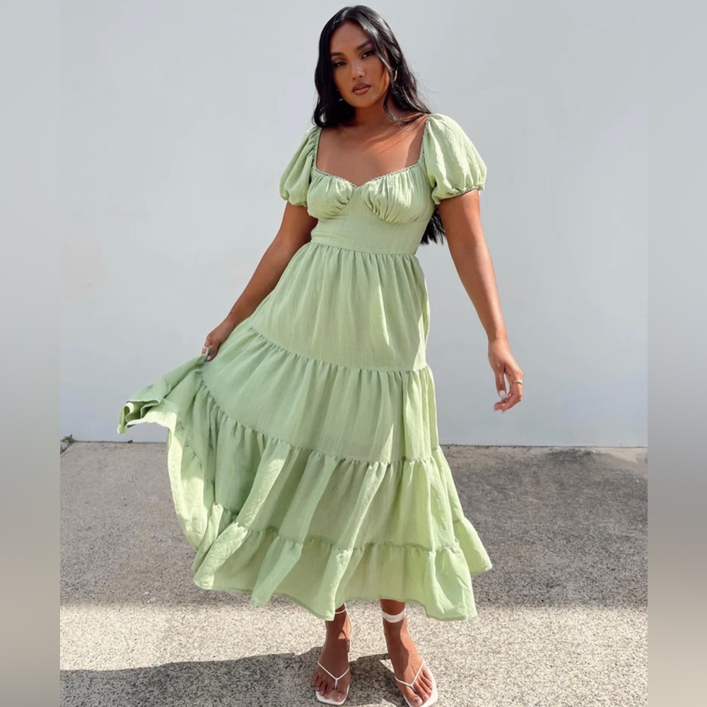 💚✨Princess Polly✨💚 Dani Midi Green dress worn once